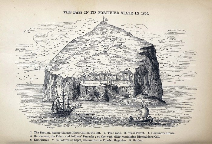 Bass Rock Fortress detail old drawing